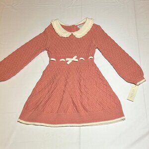 Rachel Zoe Girls Size 3T Pink Long Sleeve Peter Pan Collar Sweater Dress NWT